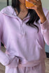 Half Zip Raglan Hoodie Thumbhole Wide Leg Pant Set